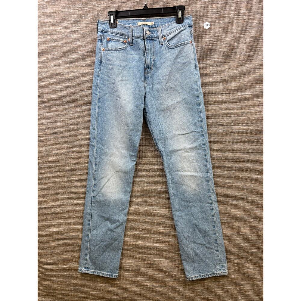 Levis Premium Wedgie Slim Jeans Womens Size 28 Blue Light Wash High Rise Denim